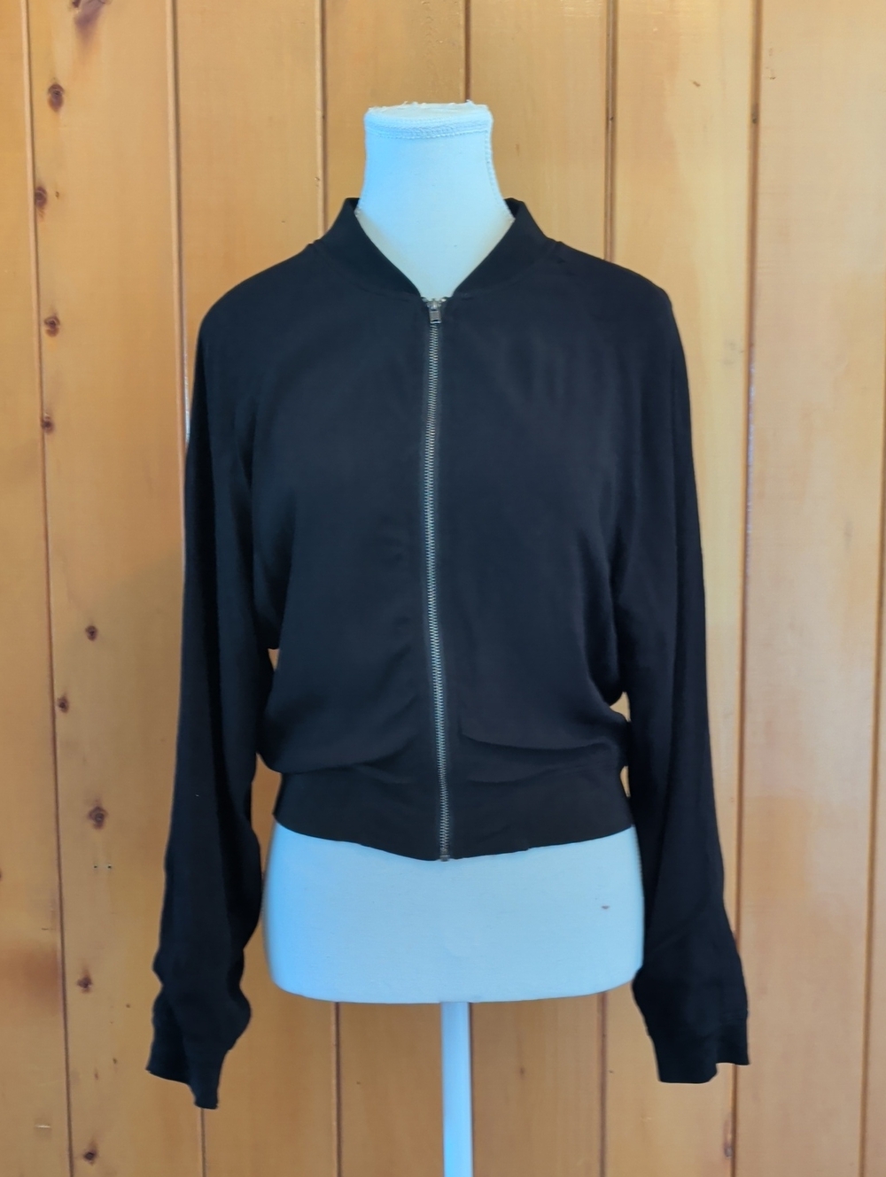 Black Zip-Front Women's Bomber Jacket